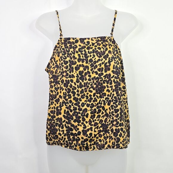 🤎 Kendall & Kylie Leopard Print Satin Top - Picture 1 of 7